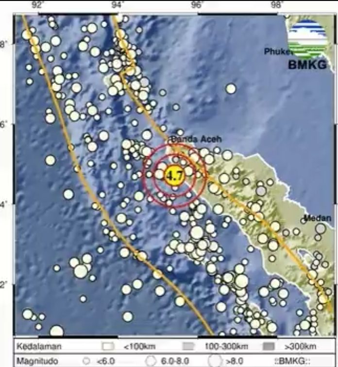 Gempa Terkini Guncang Aceh Jaya, Kekuatan M 4,7