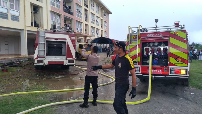 rusunawa alias rumah susun sederhana sewa di Gampong Lampulo, Kota Banda Aceh, Aceh, terbakar pada Rabu (3/1/2024)