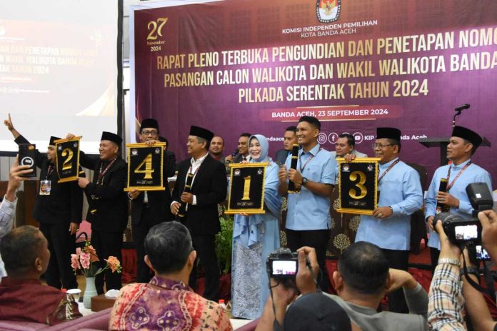 Ini Nomor Urut Empat Paslon di Pilkada Kota Banda Aceh 2024