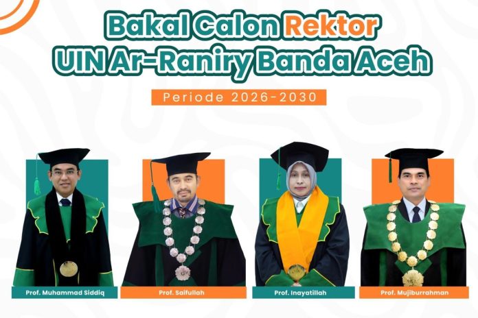 Ini 4 Calon Rektor UIN Ar-Raniry 2026-2030 yang Lolos Tahap Administrasi