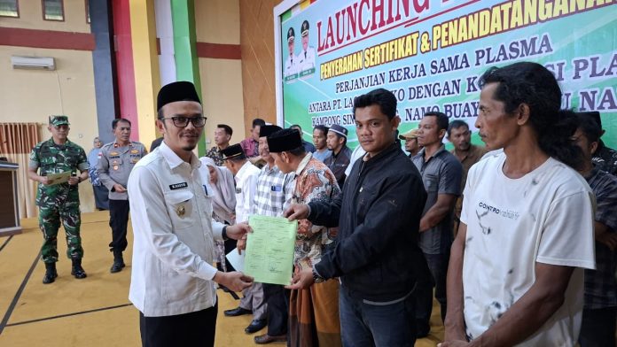 Launching Plasma di Subulussalam, 414 Sertifikat Diserahkan ke Masyarakat Pekebun