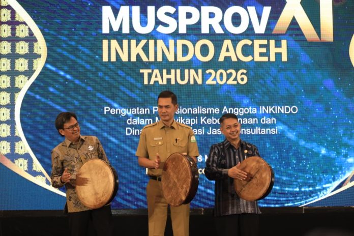 Sekda Aceh Buka MUSPROV XI INKINDO, Tekankan Profesionalisme Konsultan Hadapi Kebencanaan