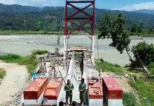 TNI Bangun Jembatan di Sungai Alas