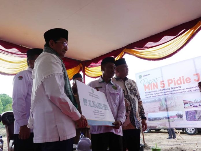 Janji Menag Nasaruddin Umar Terwujud, MIN 5 Pidie Jaya Mulai Dibangun Kembali