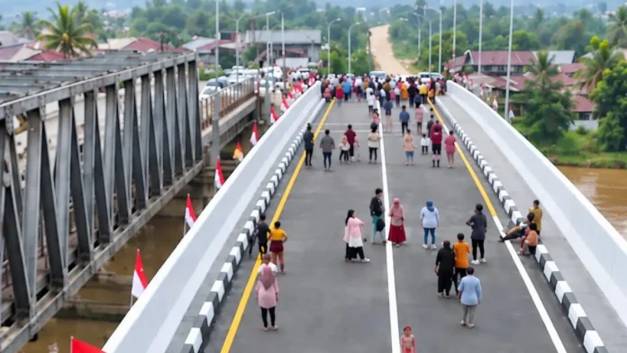 Setelah Terputus akibat Banjir, Jembatan Kutablang Kembali Beroperasi